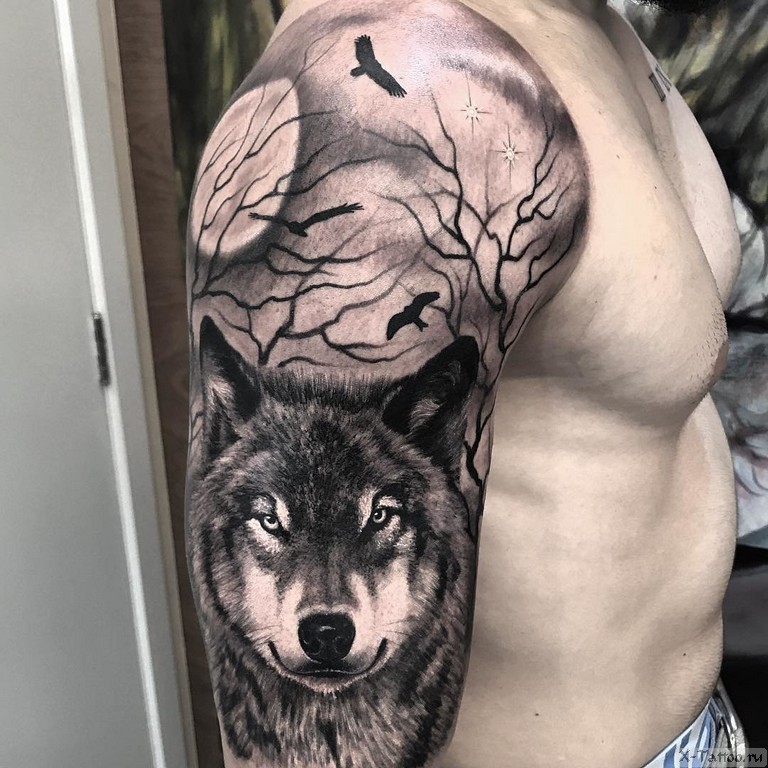 Дизайн татуировки волка на руке